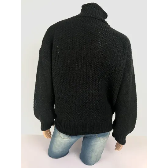 Casual Long Sleeves Solid Color High-Neck Sweater Tops Casual Long Sleeves Solid Color High-Neck Sweater Tops