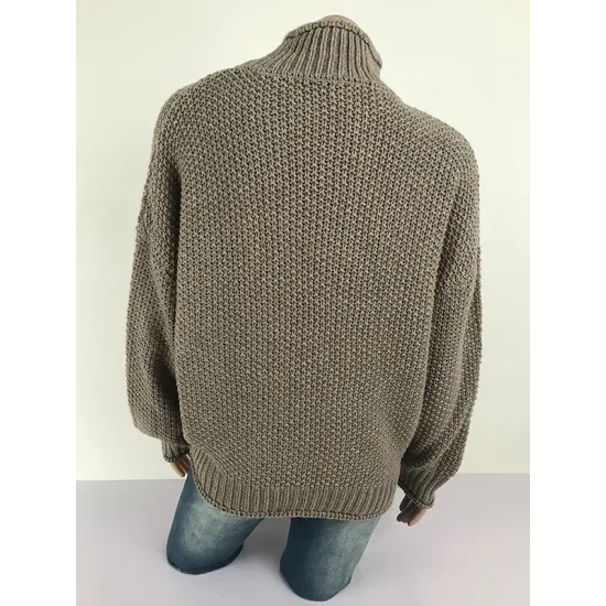 Casual Long Sleeves Solid Color High-Neck Sweater Tops Casual Long Sleeves Solid Color High-Neck Sweater Tops