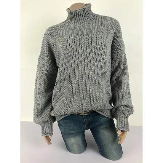 Casual Long Sleeves Solid Color High-Neck Sweater Tops Casual Long Sleeves Solid Color High-Neck Sweater Tops