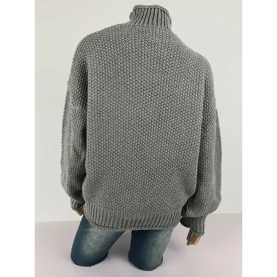Casual Long Sleeves Solid Color High-Neck Sweater Tops Casual Long Sleeves Solid Color High-Neck Sweater Tops