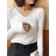 Casual Skinny Long Sleeves Solid Color V-Neck Pullovers Casual Skinny Long Sleeves Solid Color V-Neck Pullovers