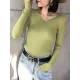 Casual Skinny Long Sleeves Solid Color V-Neck Pullovers Casual Skinny Long Sleeves Solid Color V-Neck Pullovers