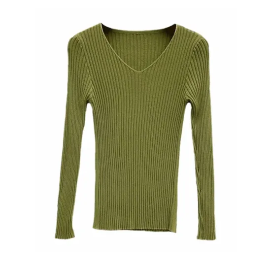 Casual Skinny Long Sleeves Solid Color V-Neck Pullovers Casual Skinny Long Sleeves Solid Color V-Neck Pullovers