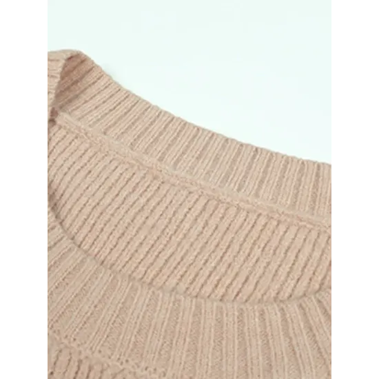 Casual Loose Long Sleeves Tied Solid Color Off-The-Shoulder Sweater Tops Casual Loose Long Sleeves Tied Solid Color Off-The-Shoulder Sweater Tops