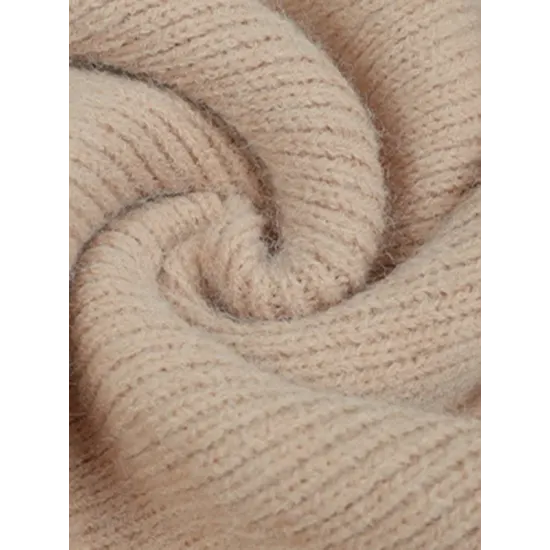 Casual Loose Long Sleeves Tied Solid Color Off-The-Shoulder Sweater Tops Casual Loose Long Sleeves Tied Solid Color Off-The-Shoulder Sweater Tops