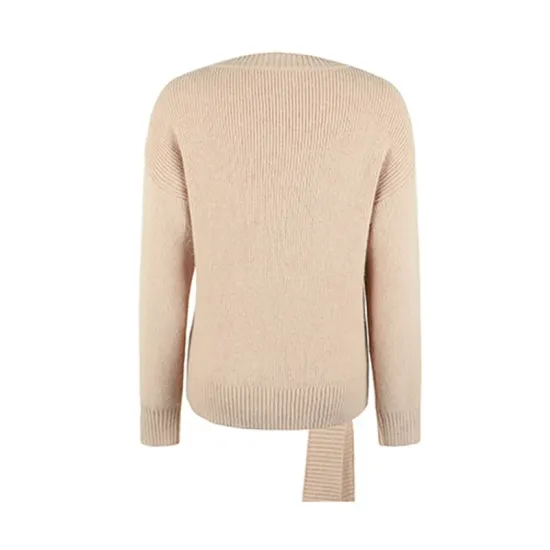 Casual Loose Long Sleeves Tied Solid Color Off-The-Shoulder Sweater Tops Casual Loose Long Sleeves Tied Solid Color Off-The-Shoulder Sweater Tops