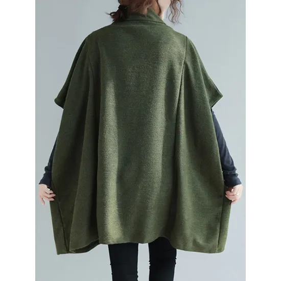 Artistic Retro Batwing Sleeves Half Sleeves Solid Color Heaps Collar Pullovers Artistic Retro Batwing Sleeves Half Sleeves Solid Color Heaps Collar Pullovers