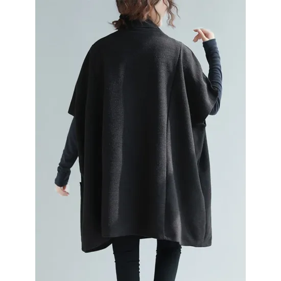 Artistic Retro Batwing Sleeves Half Sleeves Solid Color Heaps Collar Pullovers Artistic Retro Batwing Sleeves Half Sleeves Solid Color Heaps Collar Pullovers