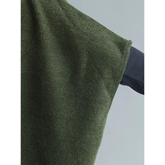 Artistic Retro Batwing Sleeves Half Sleeves Solid Color Heaps Collar Pullovers Artistic Retro Batwing Sleeves Half Sleeves Solid Color Heaps Collar Pullovers