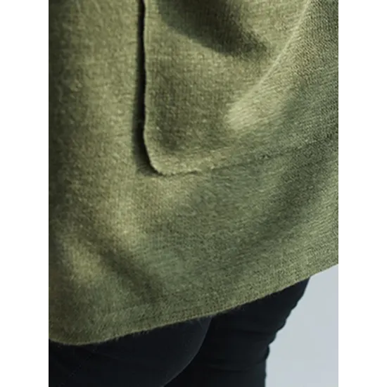 Artistic Retro Batwing Sleeves Half Sleeves Solid Color Heaps Collar Pullovers Artistic Retro Batwing Sleeves Half Sleeves Solid Color Heaps Collar Pullovers