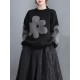 Casual Long Sleeves Loose Contrast Color Jacquard Round-Neck Pullovers Casual Long Sleeves Loose Contrast Color Jacquard Round-Neck Pullovers