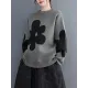 Casual Long Sleeves Loose Contrast Color Jacquard Round-Neck Pullovers Casual Long Sleeves Loose Contrast Color Jacquard Round-Neck Pullovers