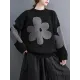 Casual Long Sleeves Loose Contrast Color Jacquard Round-Neck Pullovers Casual Long Sleeves Loose Contrast Color Jacquard Round-Neck Pullovers