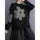 Casual Long Sleeves Loose Contrast Color Jacquard Round-Neck Pullovers Casual Long Sleeves Loose Contrast Color Jacquard Round-Neck Pullovers