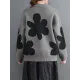 Casual Long Sleeves Loose Contrast Color Jacquard Round-Neck Pullovers Casual Long Sleeves Loose Contrast Color Jacquard Round-Neck Pullovers