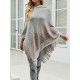 Casual Loose Striped Tasseled Hooded Cape Casual Loose Striped Tasseled Hooded Cape