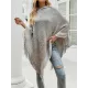 Casual Loose Striped Tasseled Hooded Cape Casual Loose Striped Tasseled Hooded Cape