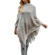 Casual Loose Striped Tasseled Hooded Cape Casual Loose Striped Tasseled Hooded Cape