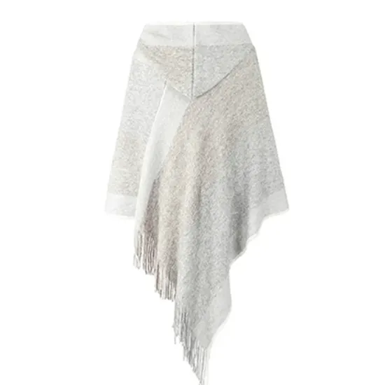 Casual Loose Striped Tasseled Hooded Cape Casual Loose Striped Tasseled Hooded Cape