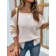 Long Sleeves Split-Side Solid Color Off-The-Shoulder Sweater Tops
