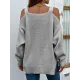 Long Sleeves Split-Side Solid Color Off-The-Shoulder Sweater Tops