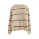 Casual Loose Long Sleeves Striped Round-Neck Sweater Tops Casual Loose Long Sleeves Striped Round-Neck Sweater Tops