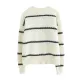 Casual Loose Long Sleeves Striped Round-Neck Sweater Tops Casual Loose Long Sleeves Striped Round-Neck Sweater Tops