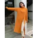 Stylish Long Sleeves Split-Front Solid Color High-Neck Sweater Tops