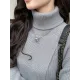 Stylish Long Sleeves Split-Front Solid Color High-Neck Sweater Tops