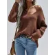 Casual Loose Solid Color V-Neck Sweater Tops Casual Loose Solid Color V-Neck Sweater Tops