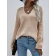 Casual Loose Solid Color V-Neck Sweater Tops Casual Loose Solid Color V-Neck Sweater Tops
