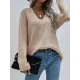 Casual Loose Solid Color V-Neck Sweater Tops Casual Loose Solid Color V-Neck Sweater Tops