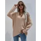 Casual Loose Solid Color V-Neck Sweater Tops Casual Loose Solid Color V-Neck Sweater Tops