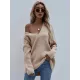 Casual Loose Solid Color V-Neck Sweater Tops Casual Loose Solid Color V-Neck Sweater Tops