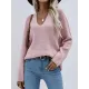 Casual Loose Solid Color V-Neck Sweater Tops Casual Loose Solid Color V-Neck Sweater Tops