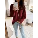 Casual Loose Solid Color V-Neck Sweater Tops Casual Loose Solid Color V-Neck Sweater Tops