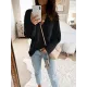 Casual Loose Solid Color V-Neck Sweater Tops Casual Loose Solid Color V-Neck Sweater Tops