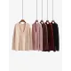 Casual Loose Solid Color V-Neck Sweater Tops Casual Loose Solid Color V-Neck Sweater Tops