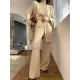 Stylish Solid 3 Piece High-Neck Sweater & Wide Leg Pants& Cardigan Tops Set