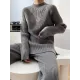 Urban Loose Solid Round-Neck Split-Side Sweater& Wide Leg Pants Suits Urban Loose Solid Round-Neck Split-Side Sweater& Wide Leg Pants Suits