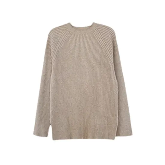 Urban Loose Solid Round-Neck Split-Side Sweater& Wide Leg Pants Suits Urban Loose Solid Round-Neck Split-Side Sweater& Wide Leg Pants Suits