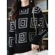 Casual Long Sleeves Loose Contrast Color Plaid Stand Collar Sweater Tops Casual Long Sleeves Loose Contrast Color Plaid Stand Collar Sweater Tops