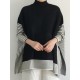 Split-Joint Split-Side Striped Batwing Sleeves Loose High Neck Sweater Split-Joint Split-Side Striped Batwing Sleeves Loose High Neck Sweater