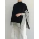 Split-Joint Split-Side Striped Batwing Sleeves Loose High Neck Sweater Split-Joint Split-Side Striped Batwing Sleeves Loose High Neck Sweater