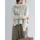 Cable- Knit High-neck Solid Loose Sweater Cable- Knit High-neck Solid Loose Sweater