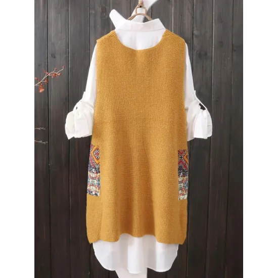 Loose Printed V-Neck Vest Loose Printed V-Neck Vest