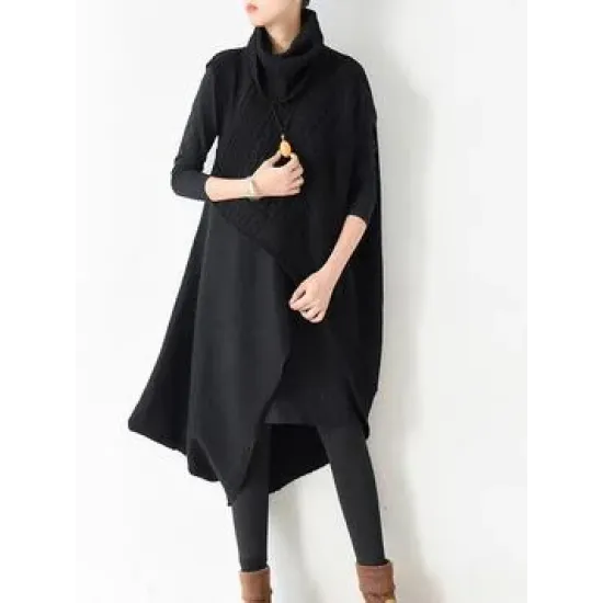 Casual Vintage Knitting High-Neck Sleeveless Dress Casual Vintage Knitting High-Neck Sleeveless Dress