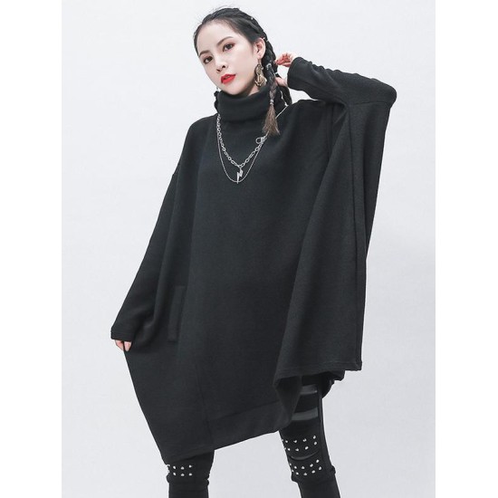 Black Cropped Turtleneck Sweater Dress Black Cropped Turtleneck Sweater Dress