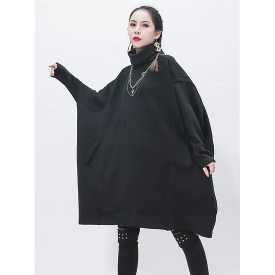 Black Cropped Turtleneck Sweater Dress Black Cropped Turtleneck Sweater Dress