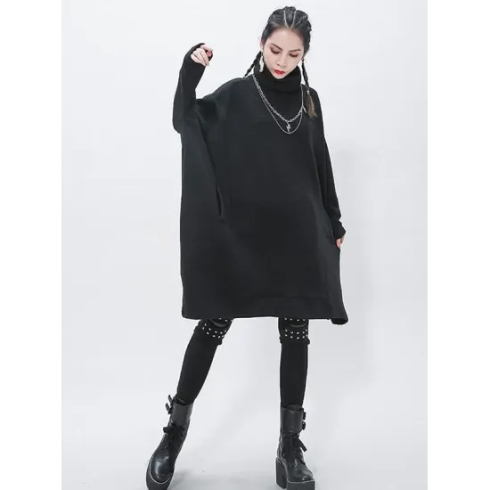 Black Cropped Turtleneck Sweater Dress Black Cropped Turtleneck Sweater Dress